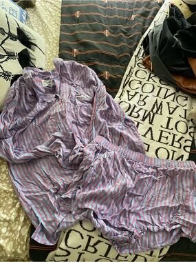 P.J. Salvage Pink and Light Blue Striped Button-Up Shirt